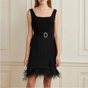 NWOT HVN Suki Feather Trim Dress